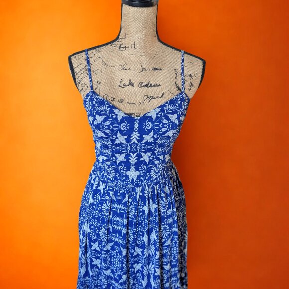 Boho Blue & White Floral Maxi Dress - Picture 6 of 7